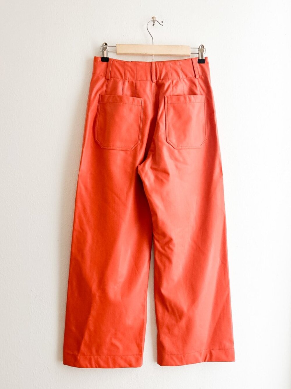 Maeve by Anthropologie The Colette Faux Leather Orange/Pumpkin Pants Sz 27 - Picture 6 of 9